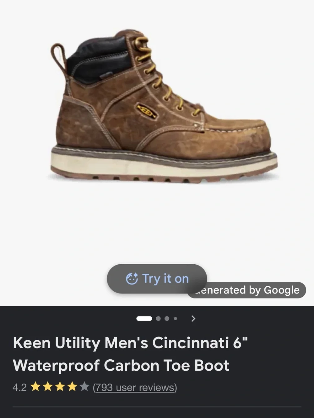 Keen Brown Leather Moc Toe Work Boot, Cincinnati 6” waterproof carbon to boot